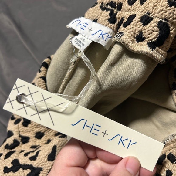 She + Sky Black and Tan Leopard Wide-Leg Pants - Picture 3 of 4